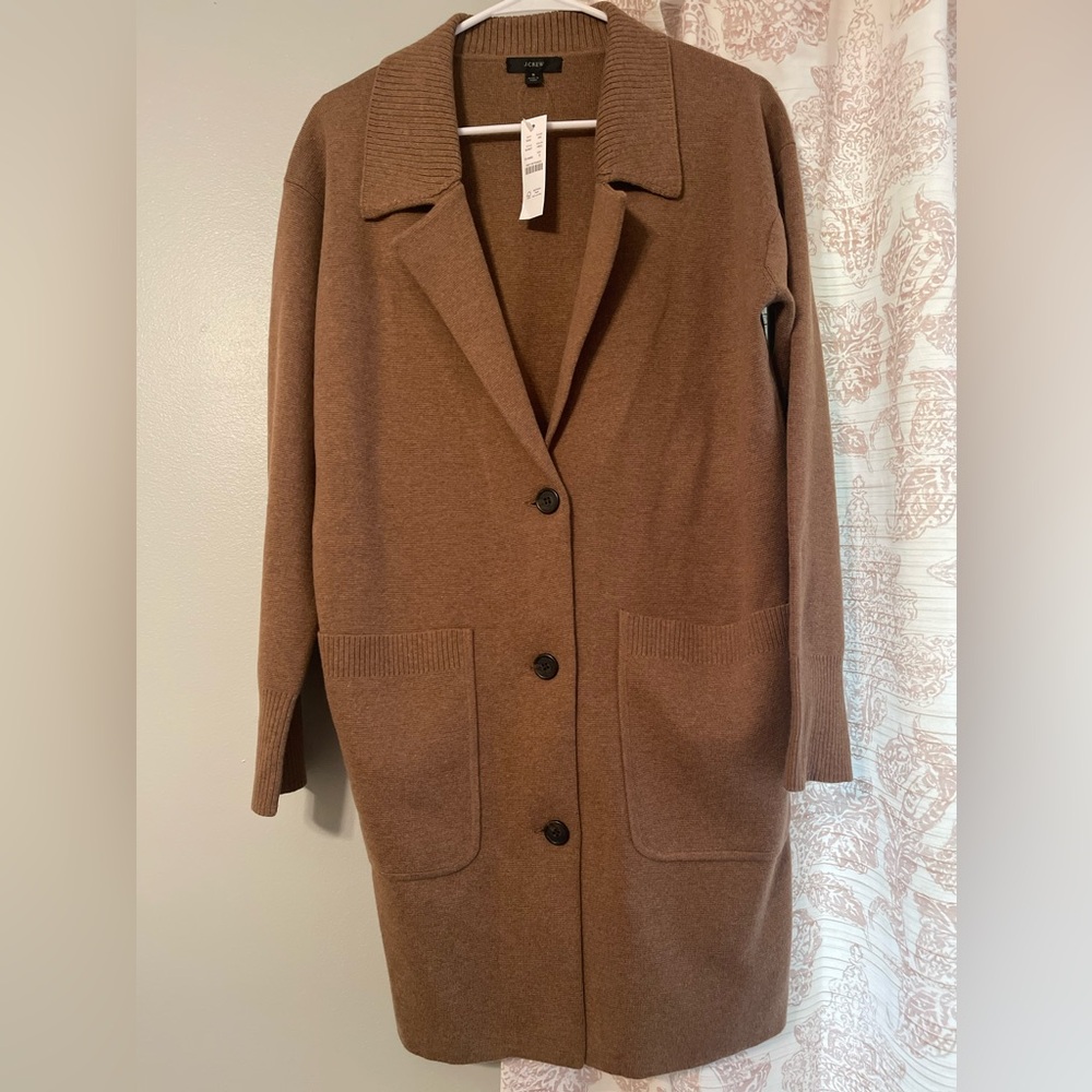 J.Crew Collared sweater-jacket in Heather Dark Camel